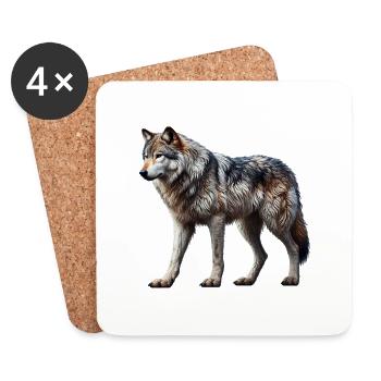 Wolf - Untersetzer (4er-Set) - Weiß - Vorne