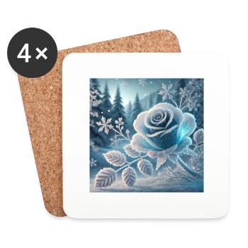 Schnee Rose 1001x - Untersetzer (4er-Set) - Weiß - Vorne