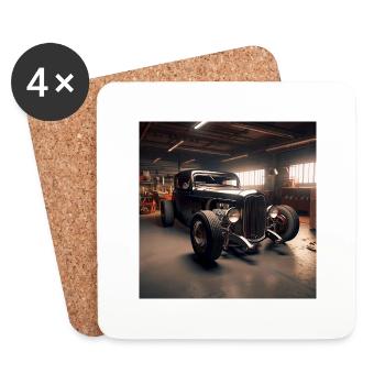 Black Hot Rod - Coasters (set of 4) - white - Front