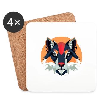 Geometric Wolf – Bold & Modern T-Shirt Design - Untersetzer (4er-Set) - Weiß - Vorne