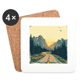 Endless Roads – Retro Mountain Adventure - Untersetzer (4er-Set) - Weiß - Vorne