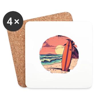 Retro Surf Vibes – Endloser Sommer - Untersetzer (4er-Set) - Weiß - Vorne