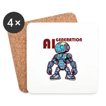 AI-GENERATION – Futuristic Robot Comic Style - Untersetzer (4er-Set) - Weiß - Vorne