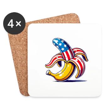 Banane patriotique PopArt Design - Dessous de verre (lot de 4) - blanc - Devant