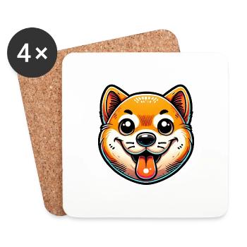 Drôle Shiba Inu Crypto Dog Design - Dessous de verre (lot de 4) - blanc - Devant