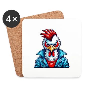 Stylish Bird in Denim Jacket - Coasters (set of 4) - white - Front
