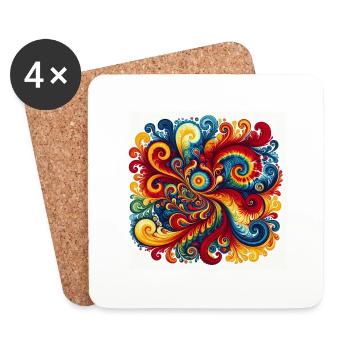 Hippie Batik Kunstwerk - Untersetzer (4er-Set) - Weiß - Vorne