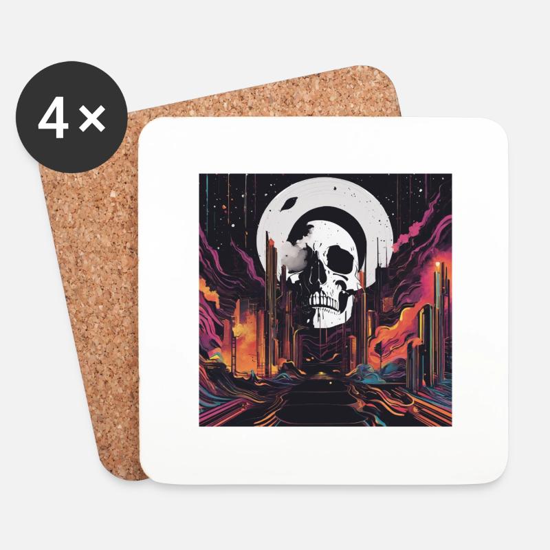 Totenkopf bunt - Untersetzer (4er-Set) - Weiß