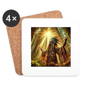 Chaman en transe (C) - Dessous de verre (lot de 4) - blanc - Devant