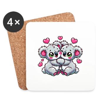 Verliebte Koalas - Untersetzer (4er-Set) - Weiß - Vorne