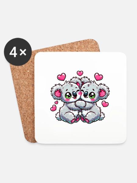 Verliebte Koalas - Untersetzer (4er-Set) - Weiß