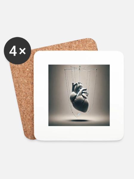 The threads of emotions - Coasters (set of 4) - white