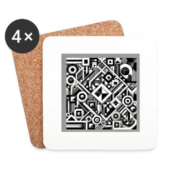 Black and white chaos - Coasters (set of 4) - white - Front