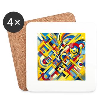 Abstrakte Kunst - Untersetzer (4er-Set) - Weiß - Vorne