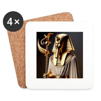 3D Pharao - Untersetzer (4er-Set) - Weiß - Vorne