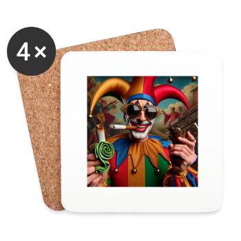 Joker mit Sonnenbrille - Untersetzer (4er-Set) - Weiß - Vorne