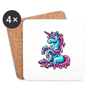Quirky Dripping Unicorn Cartoon Design - Coasters (set of 4) - white - Front