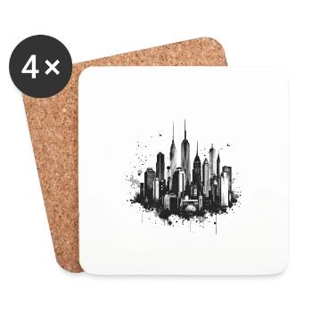 Skyline - Untersetzer (4er-Set) - Weiß - Vorne