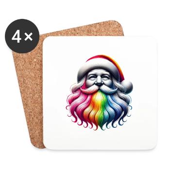 🎅✨ Magischer Regenbogen-Weihnachtsmann ✨🎅 - Untersetzer (4er-Set) - Weiß - Vorne