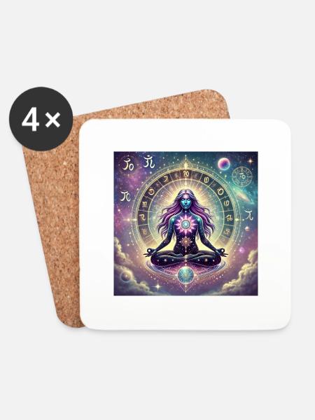 Erwecke deine spirituelle Energie - Untersetzer (4er-Set) - Weiß
