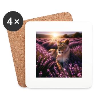 Lioness in Lavender Fields - Coasters (set of 4) - white - Front