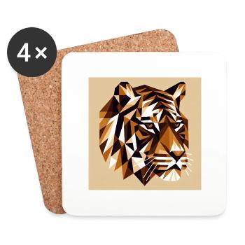Geometric Tiger Image - Coasters (set of 4) - white - Front