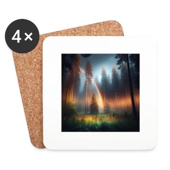Regenbogen Wald - Untersetzer (4er-Set) - Weiß - Vorne