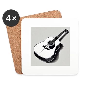 Guitare - Vintage - Country - Band - Liberté - Dessous de verre (lot de 4) - blanc - Devant