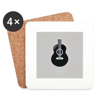 Guitare - Vintage - Rock - Groupe - Liberté - Dessous de verre (lot de 4) - blanc - Devant