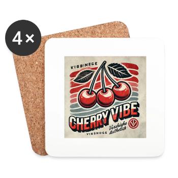 Cherry Vibe - Passion en rouge - Dessous de verre (lot de 4) - blanc - Devant