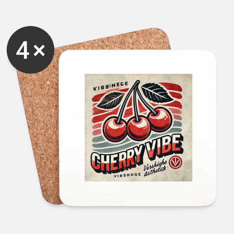 Cherry Vibe - Leidenschaft in Rot - Untersetzer (4er-Set) - Weiß