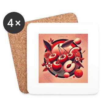 Cherry Vibe - Passion en rouge - Dessous de verre (lot de 4) - blanc - Devant