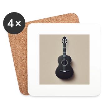 Schwarze Gitarre mit minimalistischen Design - Untersetzer (4er-Set) - Weiß - Vorne