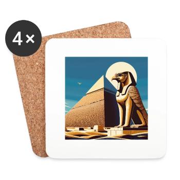 HORUS mit Pyramide - Untersetzer (4er-Set) - Weiß - Vorne