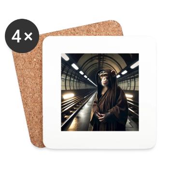 Schimpanse Mönch U-Bahn - Untersetzer (4er-Set) - Weiß - Vorne