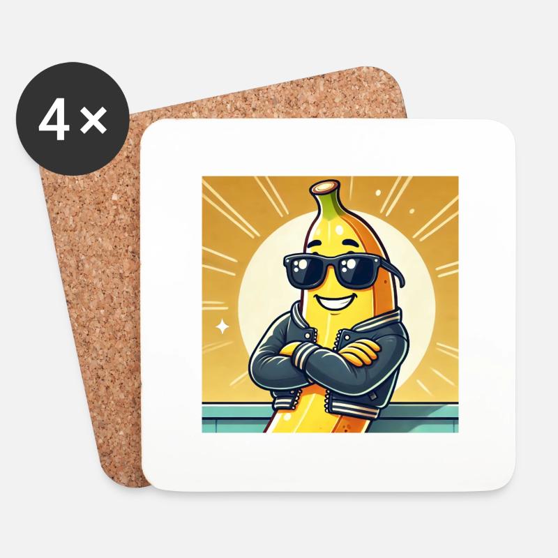 Coole Banane mit Lederjacke und Sonnenbrille - Untersetzer (4er-Set) - Weiß