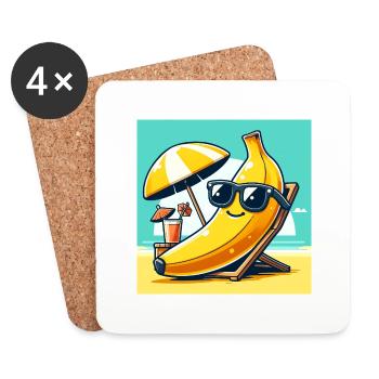 Détendu comme une banane sur la plage ! Se détendre - Dessous de verre (lot de 4) - blanc - Devant