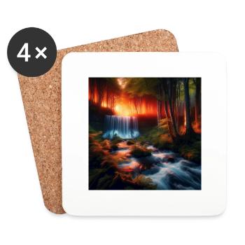 Wasserfall im Wald - Untersetzer (4er-Set) - Weiß - Vorne