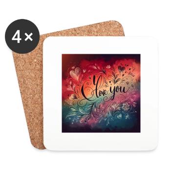 I Love yuo - Coasters (set of 4) - white - Front