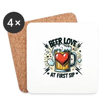 Lustiges Bier T-Shirt - Untersetzer (4er-Set) - Weiß - Vorne