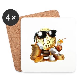 Refroidir le bitcoin - Dessous de verre (lot de 4) - blanc - Devant