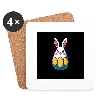 Frohe Ostern Deluxe - Untersetzer (4er-Set) - Weiß - Vorne