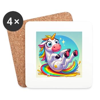 Funny Unicorn - Magic, Glitter and Fun - Coasters (set of 4) - white - Front