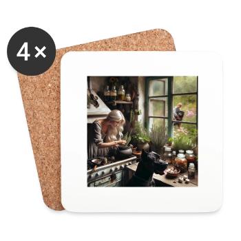 Blonde Witch Brewing Potions - Coasters (set of 4) - white - Front