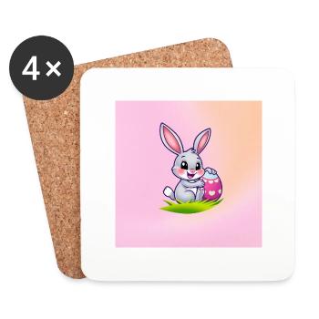 Bunte Ostern - Untersetzer (4er-Set) - Weiß - Vorne