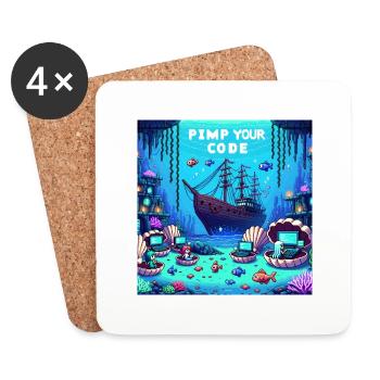 PimpYourCode sous-marin - Dessous de verre (lot de 4) - blanc - Devant