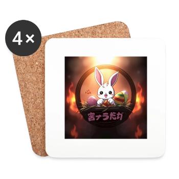 Ostern und Anime - Untersetzer (4er-Set) - Weiß - Vorne