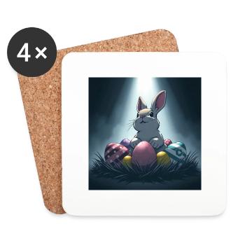 Osterhase und bunte Freude - Untersetzer (4er-Set) - Weiß - Vorne