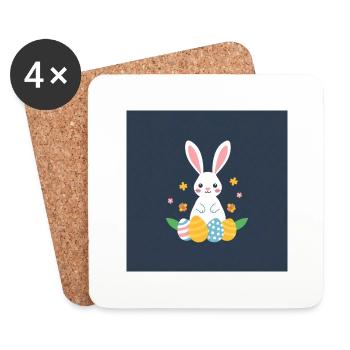 Der süße Osterhase - Untersetzer (4er-Set) - Weiß - Vorne