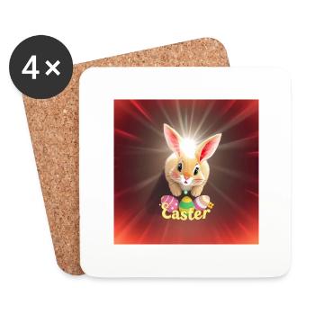 Eierhase & Frühlingsfreude - Untersetzer (4er-Set) - Weiß - Vorne
